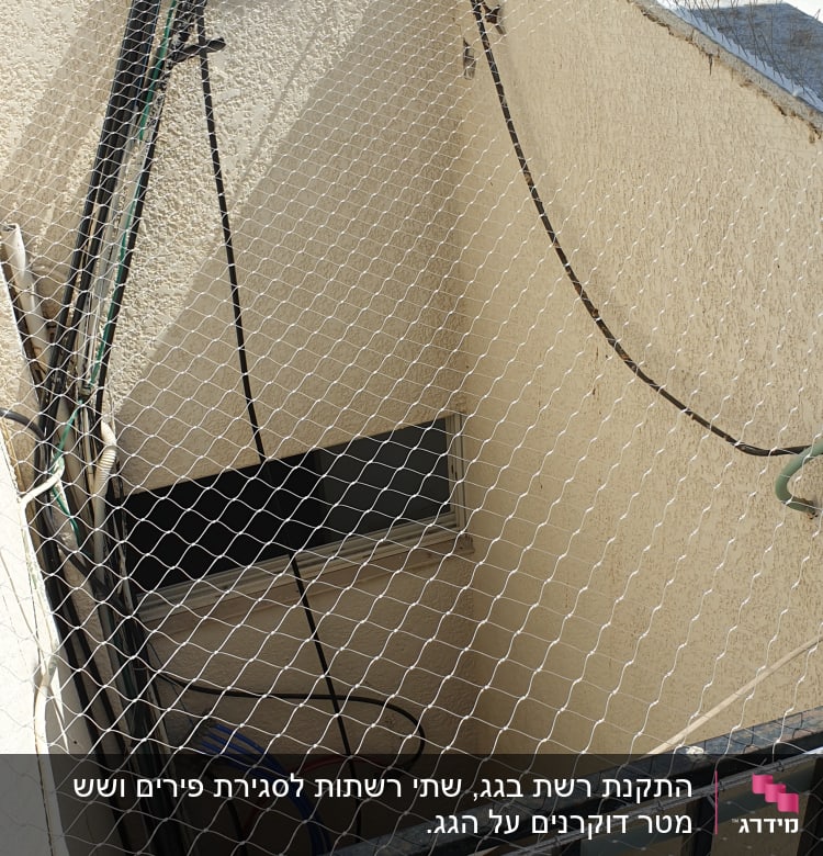 רשת מתכת מותקנת למניעת כניסת יונים למבנה